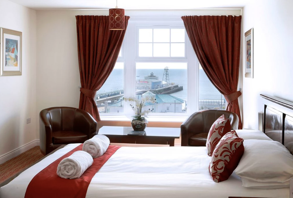 Sea Stone Hotel Bournemouth room with sea view towards Bournemouth Pier